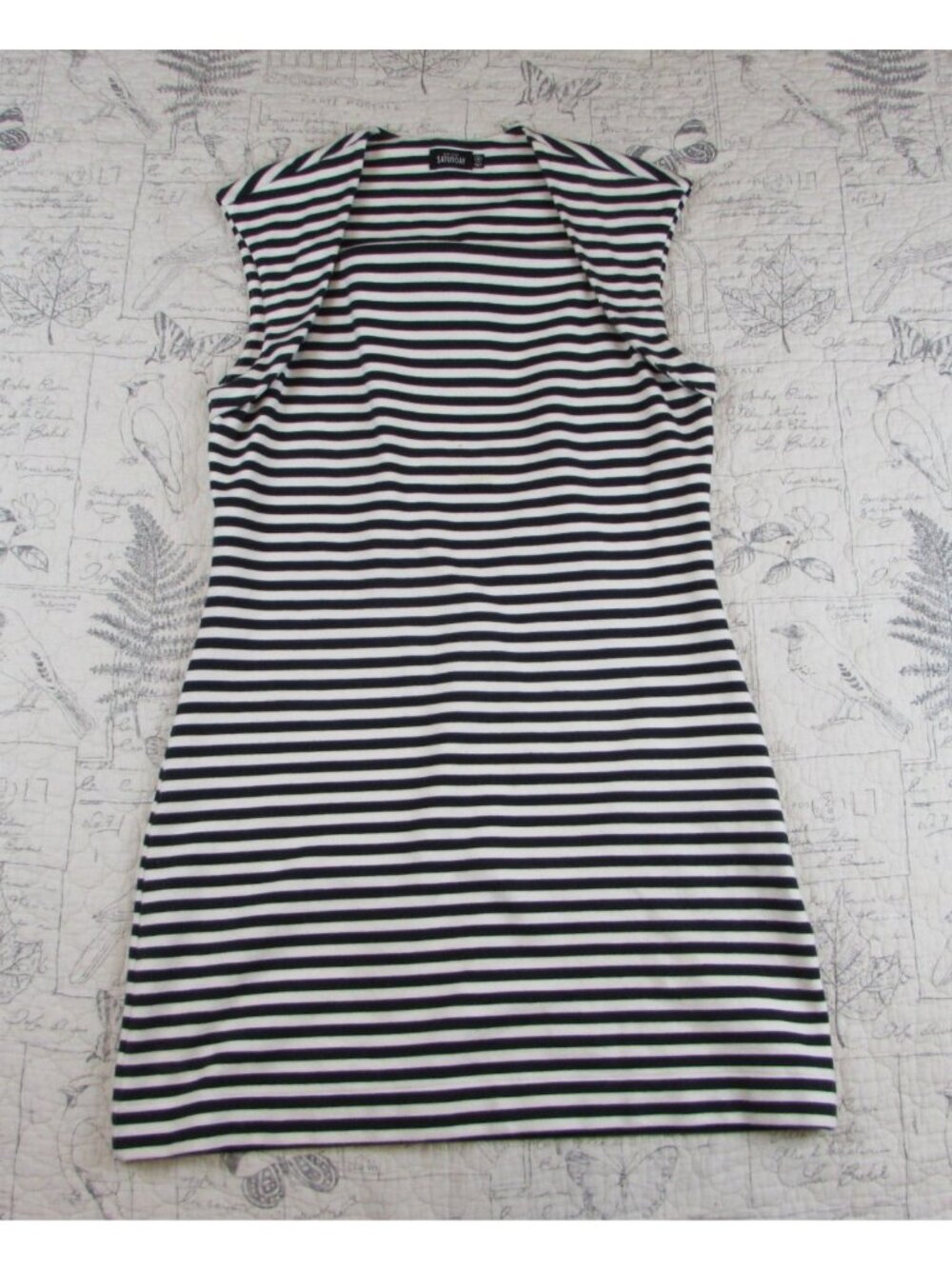 NEW Kate Spade Saturday Dress Striped Stretch Cotton Bld Open Back womens M